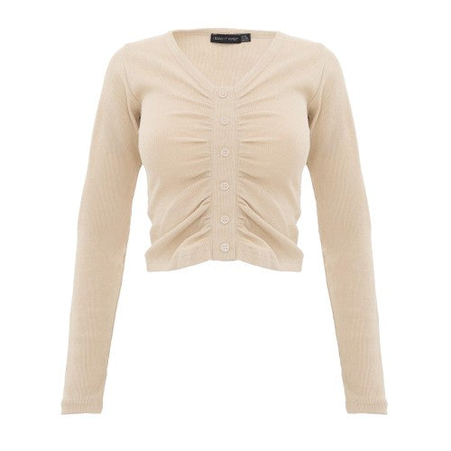Front - I Saw It First Womens/Ladies Ruched Ribbed Top