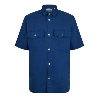 Front - Timberland Mens Cotton Linen Overshirt