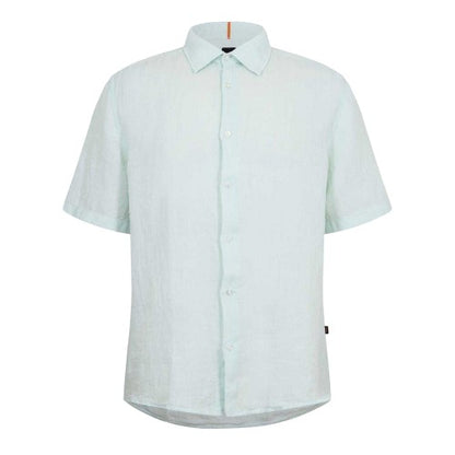 Front - Boss Mens Linen Short-Sleeved Shirt