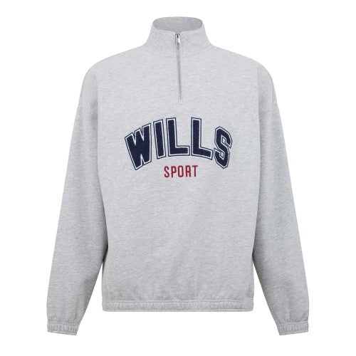 Front - Jack Wills Unisex Adult Graphic Zip Neck Regular Sweatshirt