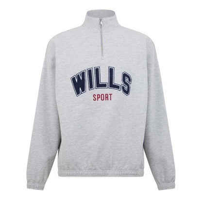 Front - Jack Wills Unisex Adult Graphic Zip Neck Regular Sweatshirt