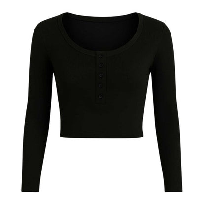 Front - I Saw It First Womens/Ladies Ribbed Long-Sleeved Crop Top