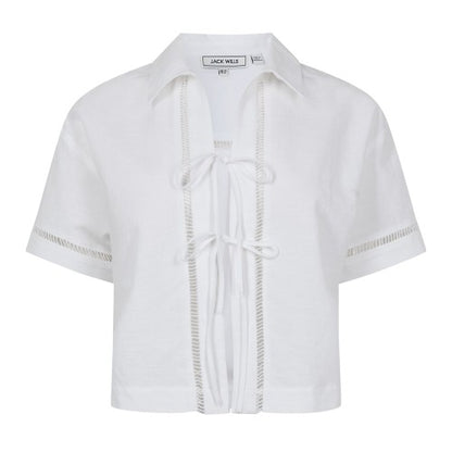 Front - Jack Wills Womens/Ladies Broderie Cotton Linen Shirt