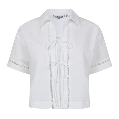 Front - Jack Wills Womens/Ladies Broderie Cotton Linen Shirt