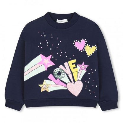 Front - Billieblush Girls Lettering Crew Neck Sweatshirt