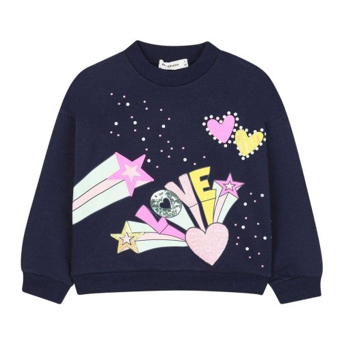 Front - Billieblush Girls Lettering Crew Neck Sweatshirt