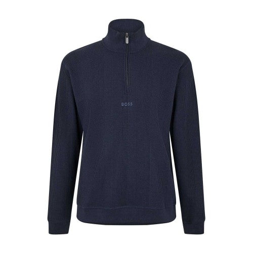 Front - Boss Mens Waffle Quarter Zip Regular Sweatshirt