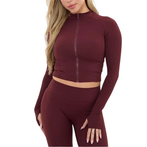 Front - I Saw It First Womens/Ladies Full Zip Long-Sleeved Crop Top