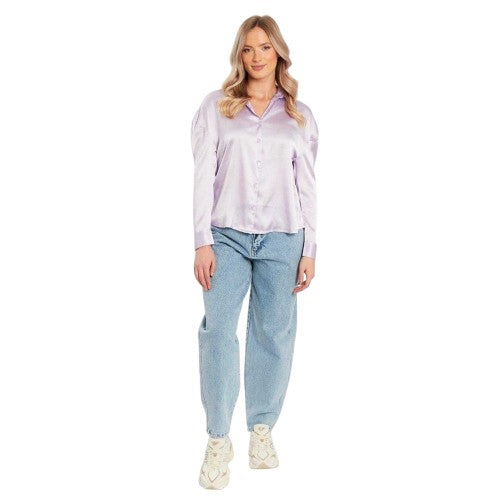 Front - Influence Womens/Ladies Satin Relaxed Fit Long-Sleeved Shirt