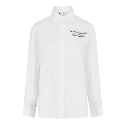Front - Off White Unisex Adult Embroidered Regular Long-Sleeved Shirt