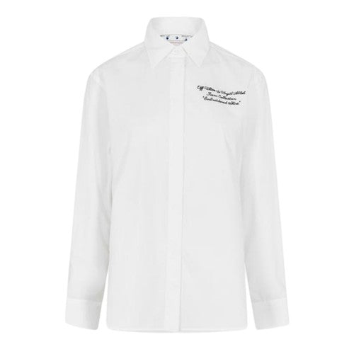 Front - Off White Unisex Adult Embroidered Regular Long-Sleeved Shirt