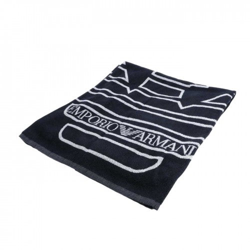 Front - Emporio Armani EA7 Large Logo Woven Beach Towel