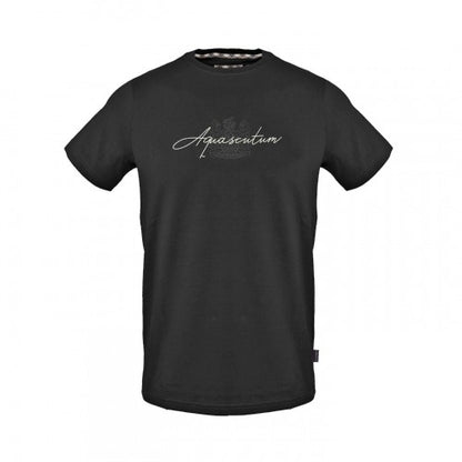 Front - Aquascutum Mens Script Crew Neck Regular T-Shirt