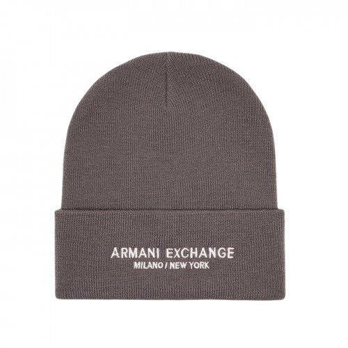 Front - Armani Exchange Mens Lettering Beanie