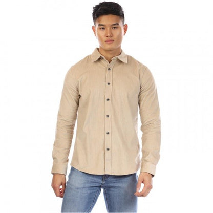 Front - Peter Werth Mens Bexley Corduroy Long-Sleeved Shirt