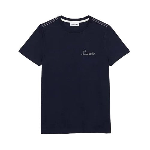 Front - Lacoste Womens/Ladies Embroidered Cotton Crew Neck T-Shirt