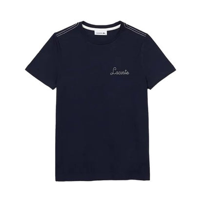 Front - Lacoste Womens/Ladies Embroidered Cotton Crew Neck T-Shirt