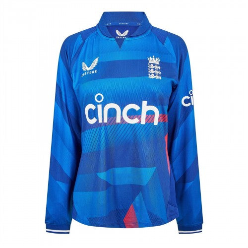 Front - Castore Womens/Ladies England Long-Sleeved Cricket Shirt