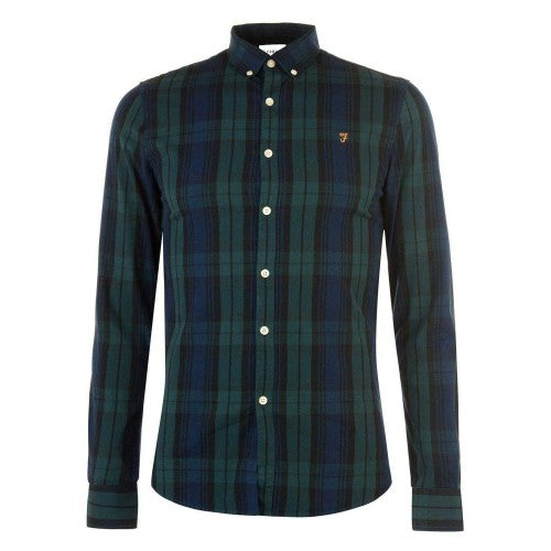 Front - Farah Mens Checked Cotton Button-Down Shirt