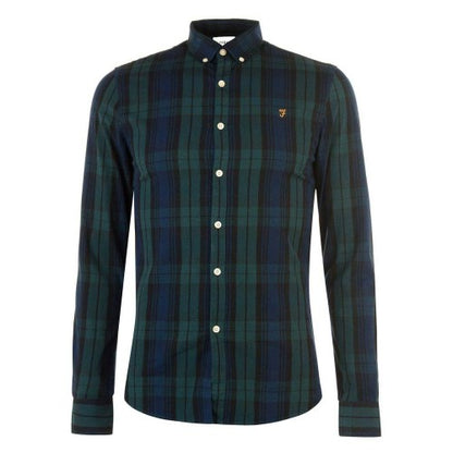 Front - Farah Mens Checked Cotton Button-Down Shirt