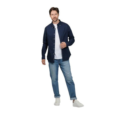 Front - Howick Mens Oxford Long-Sleeved Shirt