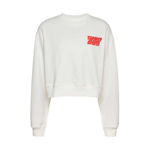 Front - Tommy Jeans Womens/Ladies Bubble Crop Sweatshirt