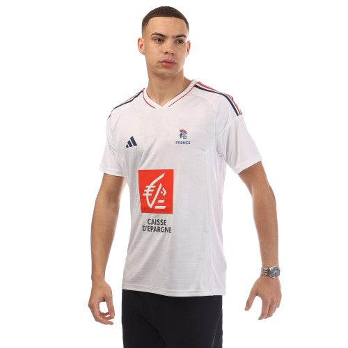 Front - Adidas Mens France V Neck Regular Football Jersey
