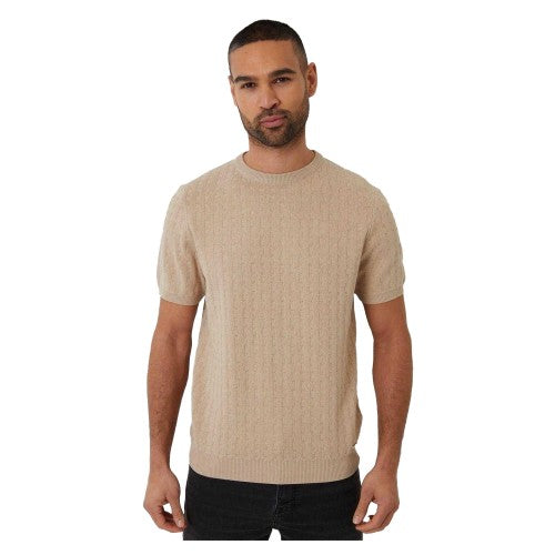Front - Threadbare Mens Cable Knit Crew Neck T-Shirt