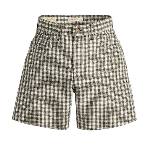 Front - Levis Womens/Ladies Milo Denim Plaid Baggy Shorts