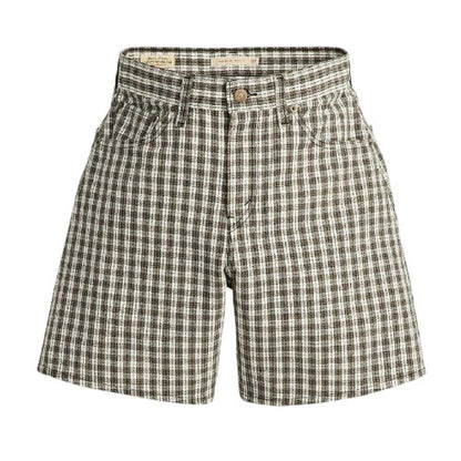 Front - Levis Womens/Ladies Milo Denim Plaid Baggy Shorts