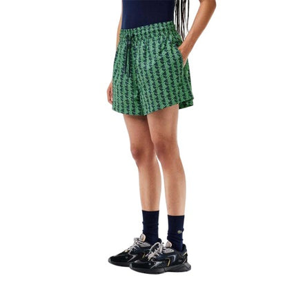 Front - Lacoste Womens/Ladies Monogram Wide Leg Shorts