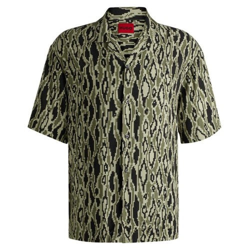 Front - Hugo Mens Abstract Regular Short-Sleeved Shirt