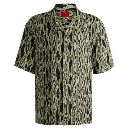 Front - Hugo Mens Abstract Regular Short-Sleeved Shirt