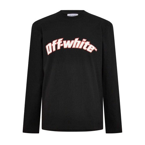 Front - Off White Mens Graphic Crew Neck Long-Sleeved T-Shirt