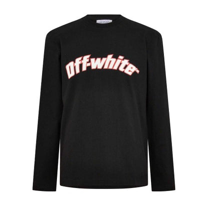 Front - Off White Mens Graphic Crew Neck Long-Sleeved T-Shirt