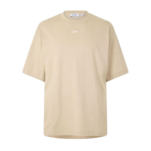 Front - Off White Mens Arrow Skate Lettering Crew Neck T-Shirt