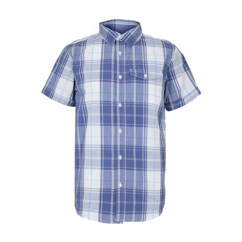 Front - Bench Mens Plaid Short-Sleeved Shirt