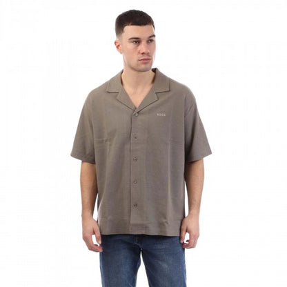 Front - Boss Mens Logo Knitted Shirt