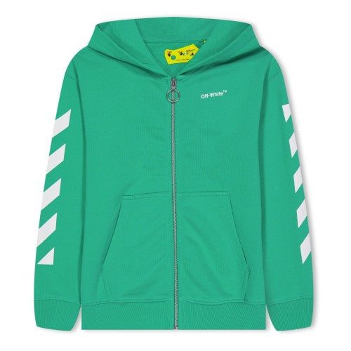 Front - Off White Childrens/Kids Helvetica Full Zip Hoodie
