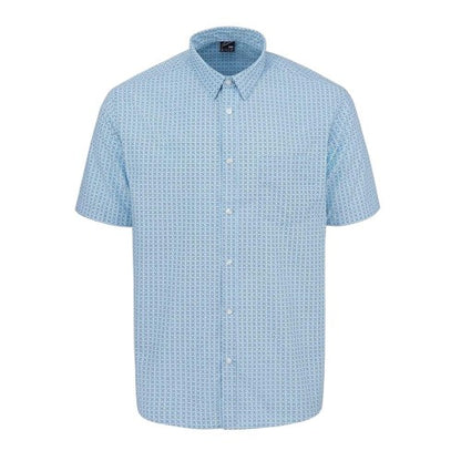 Front - Fabric Mens Checked Poplin Short-Sleeved Shirt