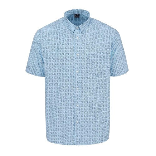 Front - Fabric Mens Checked Poplin Short-Sleeved Shirt
