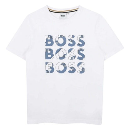 Front - Boss Childrens/Kids Logo Cotton Crew Neck Regular T-Shirt