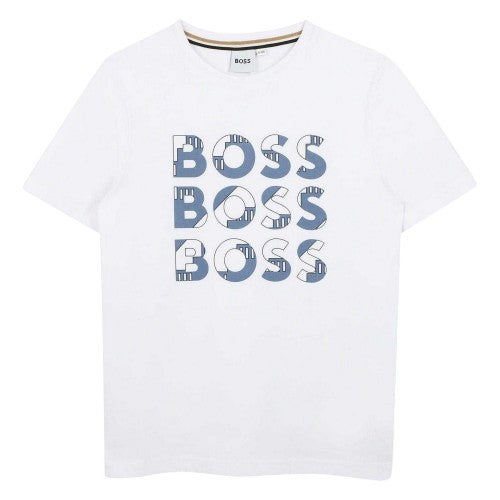 Front - Boss Childrens/Kids Logo Cotton Crew Neck Regular T-Shirt