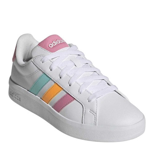 Front - Adidas Childrens/Kids Grand Court Striped Trainers