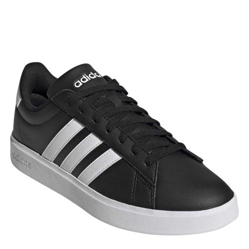 Front - Adidas Unisex Adult Grand Court 3 Stripes Leather Cloudfoam Trainers