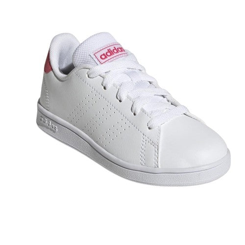 Front - Adidas Childrens/Kids Advantage Leather Flat Trainers