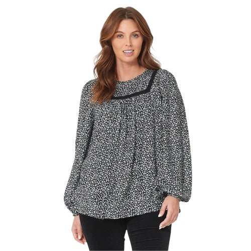 Front - Be You Womens/Ladies Floral Viscose Yoke Neck Balloon Sleeve Blouse