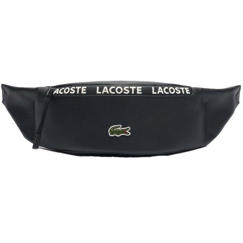 Front - Lacoste Stripe Canvas Logo Waist Bag
