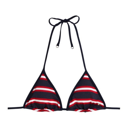 Front - Tommy Hilfiger Womens/Ladies Striped Triangle Cups Bikini Top