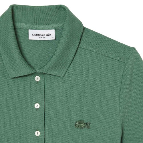 Yellow - Front - Lacoste Womens-Ladies L.12.D Mini Pique Slim Polo Shirt